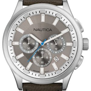 Nautica Herrklocka A16693G NCT Silverfärgad/Läder Ø44 mm