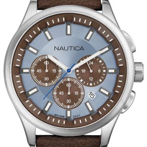 Nautica Herrklocka A16694G NCT Blå/Läder Ø44 mm