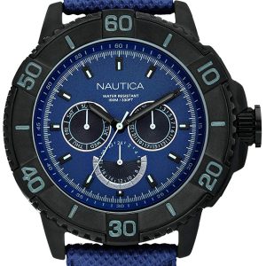 Nautica Herrklocka A18644G Blå/Läder Ø46 mm