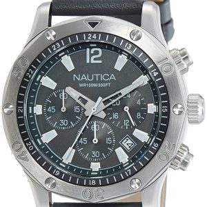 Nautica Herrklocka NAD16546G Grå/Läder Ø44 mm