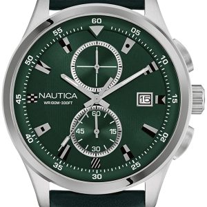 Nautica Herrklocka NAD16555G Grön/Läder Ø44 mm