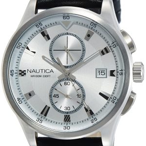 Nautica Herrklocka NAD16556G NCT Silverfärgad/Läder Ø44 mm