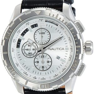 Nautica Herrklocka NAD18529G Silverfärgad/Läder Ø48 mm