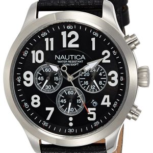 Nautica Herrklocka NAI14516G Chronograph Svart/Läder Ø44 mm