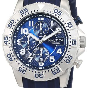 Nautica Herrklocka NAI16512G Chronograph Blå/Gummi Ø46 mm