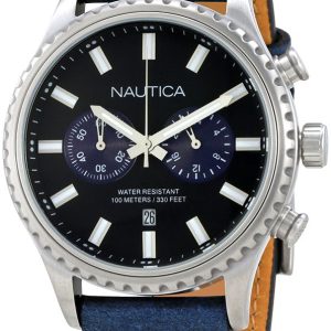 Nautica Herrklocka NAI18512G Svart/Läder Ø43 mm