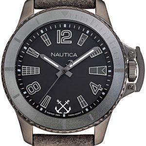 Nautica Herrklocka NAPBSF916 Svart/Läder Ø45 mm