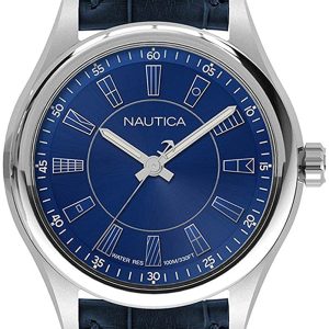 Nautica Herrklocka NAPBST002 Blå/Läder Ø44 mm