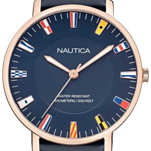 Nautica Herrklocka NAPCRF907 Blå/Läder Ø43 mm