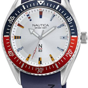 Nautica Herrklocka NAPFWF014 Silverfärgad/Gummi Ø44 mm