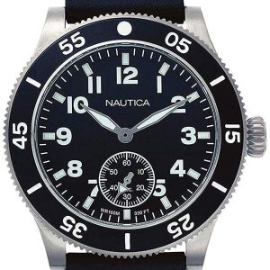 Nautica Herrklocka NAPHST002 Huston Svart/Läder Ø44 mm