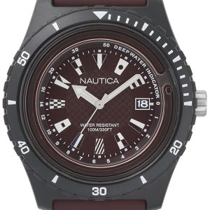 Nautica Herrklocka NAPIBZ010 Brun/Gummi Ø46 mm