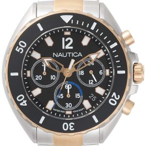 Nautica Herrklocka NAPNWP006 Newport Svart/Roséguldstonat stål Ø47