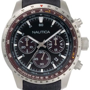 Nautica Herrklocka NAPP39001 Svart/Läder Ø46 mm