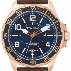 Nautica Herrklocka NAPPLH003 Blå/Läder Ø45 mm