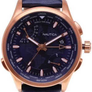 Nautica Herrklocka NAPSHG002 Blå/Läder Ø44 mm