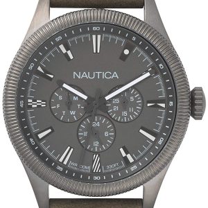 Nautica Herrklocka NAPSTB002 Grå/Läder Ø44 mm