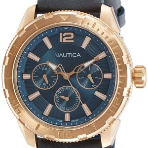 Nautica Herrklocka NAPSTL003 Grå/Läder Ø48 mm