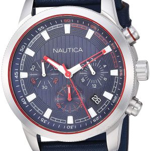 Nautica Herrklocka NAPTYR002 Blå/Läder Ø44 mm