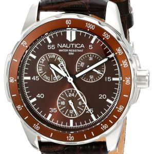 Nautica Windseeker Herrklocka N09550G Brun/Läder Ø38 mm