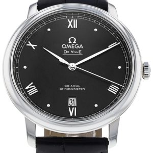 Omega Herrklocka 424.13.40.20.01.002 De Ville Prestige Svart/Läder