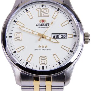 Orient 3 Star Herrklocka SAB0B005WB Vit/Gulguldtonat stål Ø43 mm