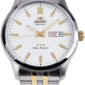 Orient 3 Star Herrklocka SAB0B008WB Vit/Gulguldtonat stål Ø43 mm