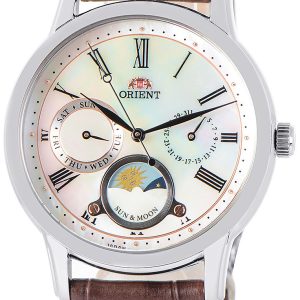 Orient Damklocka RA-KA0005A00B Sun & Moon Vit/Läder Ø35 mm