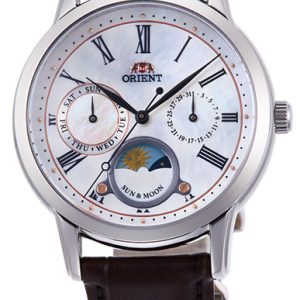 Orient Damklocka RA-KA0005A10B Classic Sun & Moon Vit/Läder