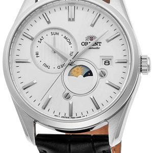 Orient Herrklocka RA-AK0310S10B Moonphase Silverfärgad/Läder Ø42 mm