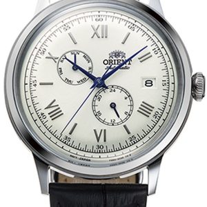 Orient Herrklocka RA-AK0701S10B Bambino Day Date Silverfärgad/Läder