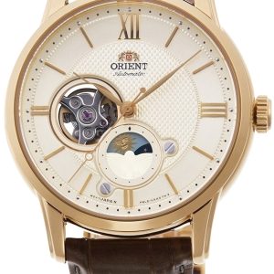 Orient Herrklocka RA-AS0010S10B Moonphase Guldtonad/Läder Ø42 mm