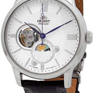 Orient Herrklocka RA-AS0011S10B Moonphase Silverfärgad/Läder Ø42 mm