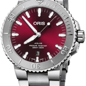 Oris 01 733 7730 4158-07 8 24 05PEB Aquis Röd/Stål Ø43.5 mm