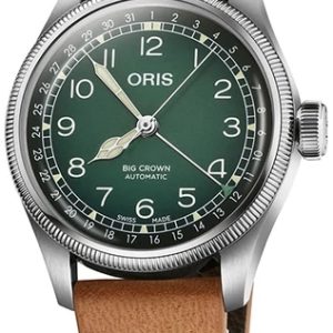 Oris 01 754 7779 4067-Set Big Crown Grön/Läder Ø38 mm