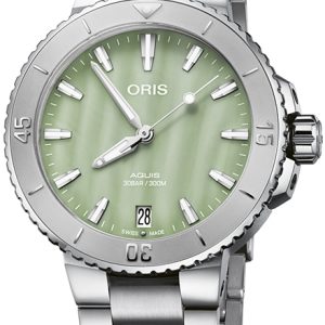 Oris Damklocka 01 733 7770 4157-07 8 18 05P Aquis Grön/Stål Ø36.5