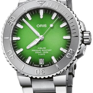 Oris Herrklocka 01 400 7763 4117-SET Aquis Grön/Stål Ø43.5 mm