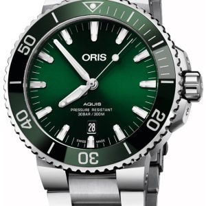 Oris Herrklocka 01 733 7730 4157-07 8 24 05PEB Aquis Grön/Stål