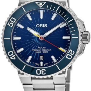 Oris Herrklocka 01 733 7766 4185-Set Aquis Blå/Stål Ø41.5 mm