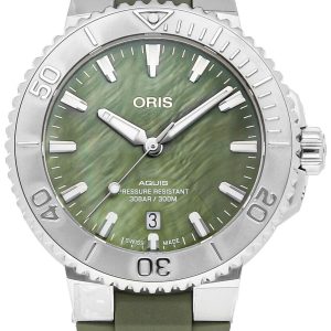 Oris Herrklocka 01 733 7766 4187-SET Aquis Grön/Gummi Ø41.5 mm