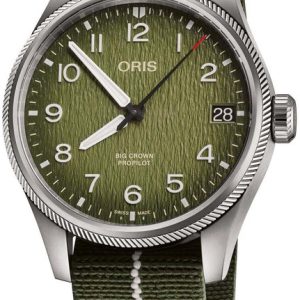 Oris Herrklocka 01 751 7761 4187-Set Big Crown Grön/Textil Ø41 mm