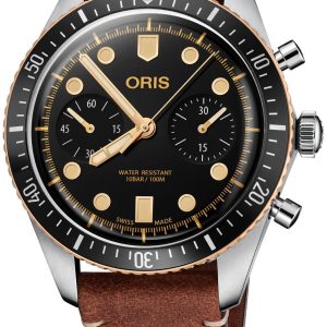 Oris Herrklocka 01 771 7744 4354-07 5 21 45 Diving Svart/Läder Ø43