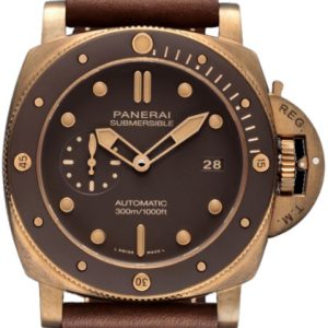 Panerai Herrklocka PAM00968 Submersible Brun/Läder Ø47 mm