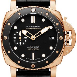 Panerai Herrklocka PAM00974 Luminor Svart/Läder Ø42 mm