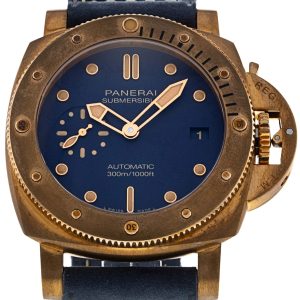 Panerai Herrklocka PAM01074 Submersible Bronzo Blå/Läder Ø42 mm