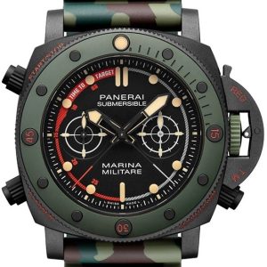 Panerai Herrklocka PAM01238 Submersible Svart/Gummi Ø47 mm