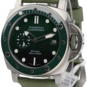 Panerai Herrklocka PAM01287 Submersible Grön/Textil Ø44 mm