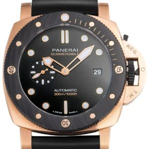 Panerai Herrklocka PAM02070 Submersible Svart/Gummi Ø44 mm