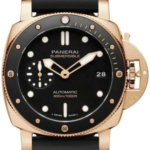 Panerai Herrklocka PAM02164 Submersible Svart/Gummi Ø42 mm