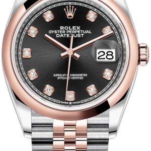 Rolex Damklocka 126201-0019 Datejust 36 Svart/18 karat roséguld Ø36